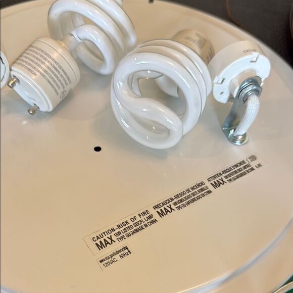 Modern White and Brown Ceiling Light Fixture Flush Mounted - Picture 9 of 10